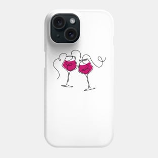 Continuous line art wine glasses Phone Case