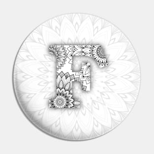 'F' intricate pattern Pin