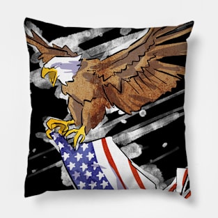 Eagle and US Flag Graphic Pillow