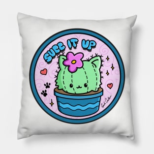 Left chest “Succ It Up” Kawaii Succulent Cat Cactus Pillow