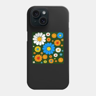 retro sixties flower power pattern Phone Case