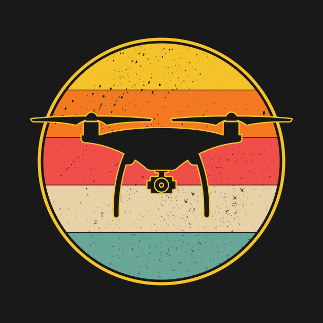 Retro Drone Pilot - Vintage Sunset Aviator Flying Quadcopter by Wakzs3Arts