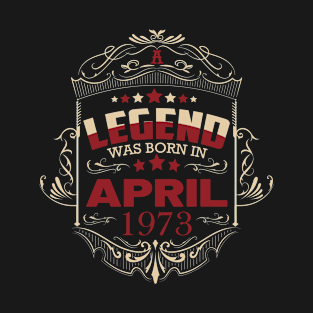 Vintage 73rd birthday design birth month April with ornaments T-Shirt