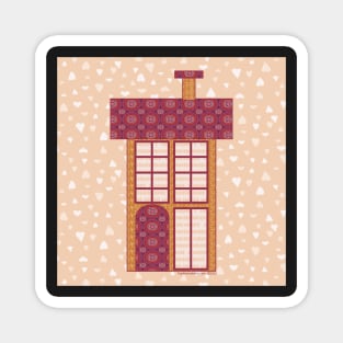 Little Pink and Mustard two-storey house - French town Magnet