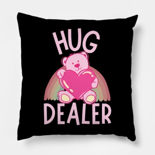 Free Hug Dealer Cute Lovely Pink Bear Rainbow Funny Memes Pillow