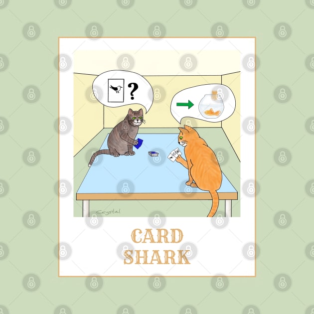 Something Fishy is Going on in this Amusing Cartoon Cat Drawing of a Card Shark by Crystal Raymond