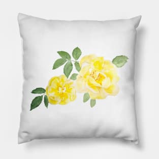 2 yellow roses watercolor Pillow
