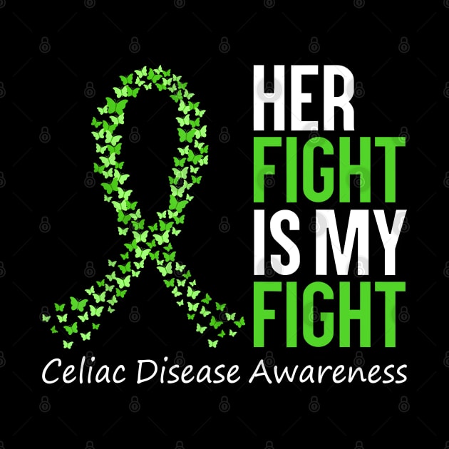Celiac Disease Awareness Her Fight Is My Fight Green Ribbon by JazlynShyann