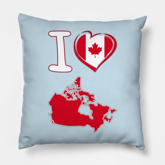 I love Canada. Canadian flag in the shape of a heart. country map Pillow by Mashmosh