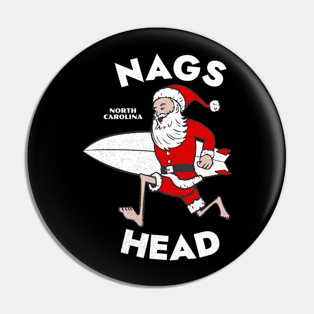 Nags Head, NC Christmas Vacationing Skiing Santa Pin by Contentarama