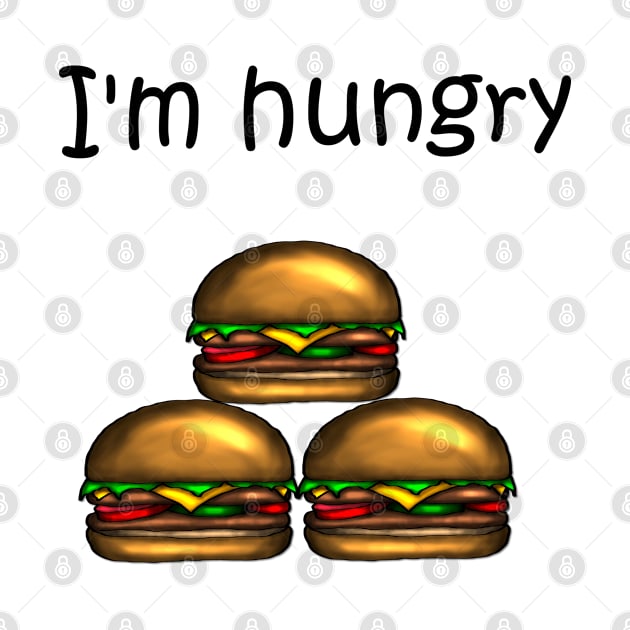 I'm hungry hamburger/ burger - black by emyzingdesignz