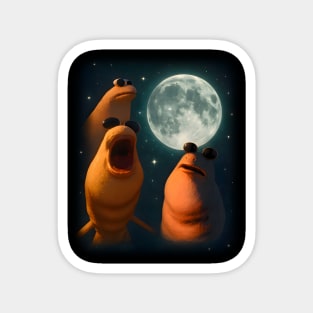 Three Marcus The Worm Howl at Moon Funny Marcus Meme Magnet