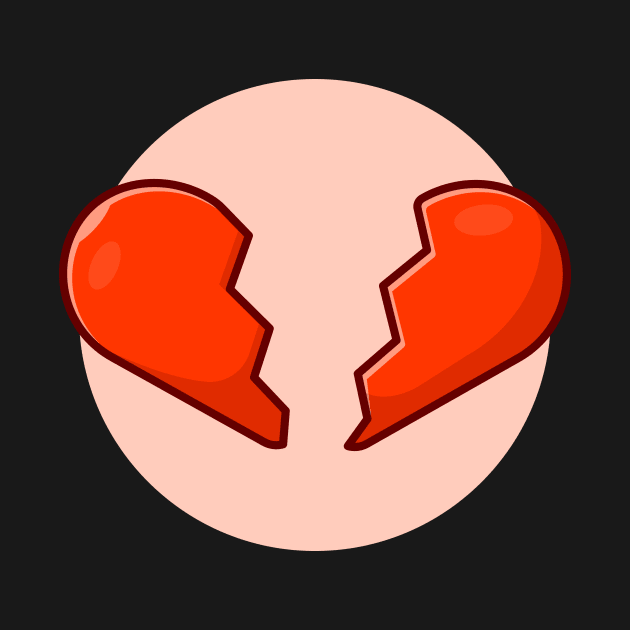 Broken Heart Cartoon Vector Icon Illustration by Catalyst Labs