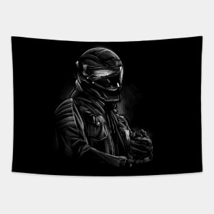 Helmeted Rider: A Glimpse into the Biker's World Tapestry