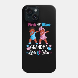 Pink Or Blue Grandma Loves You Black Baby Gender Reveal Men Phone Case