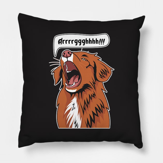 Angry Nova Scotia Duck Tolling Retriever Pillow by welovetollers