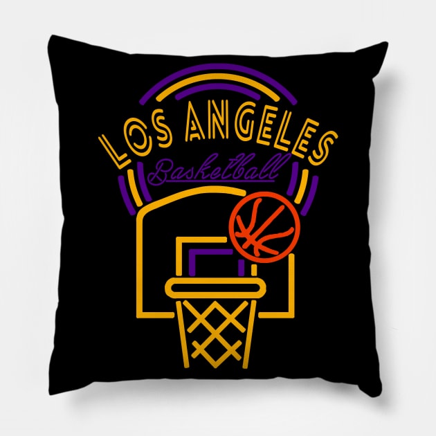 Neon Los Angeles Basketball Pillow by MulletHappens