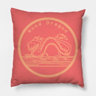 Wood Dragon Year of the Dragon Peach Fuzz Line Pillow