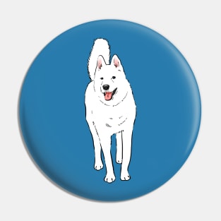 White Husky with Blue Eyes Pin