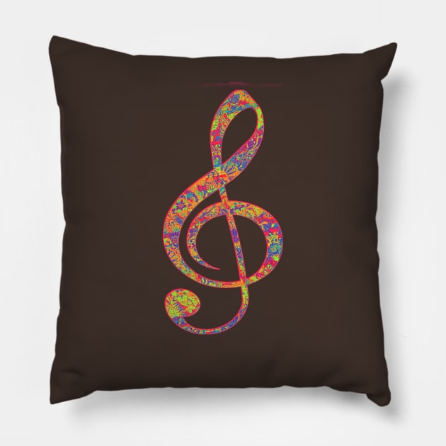 Psychedelic Music note 2 Pillow by indusdreaming