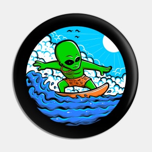 Alien surfing on wave Pin