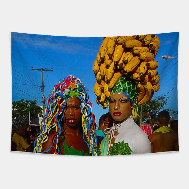 With Bananas on the head and yellow green costumes they look wonderful Tapestry by Marccelus