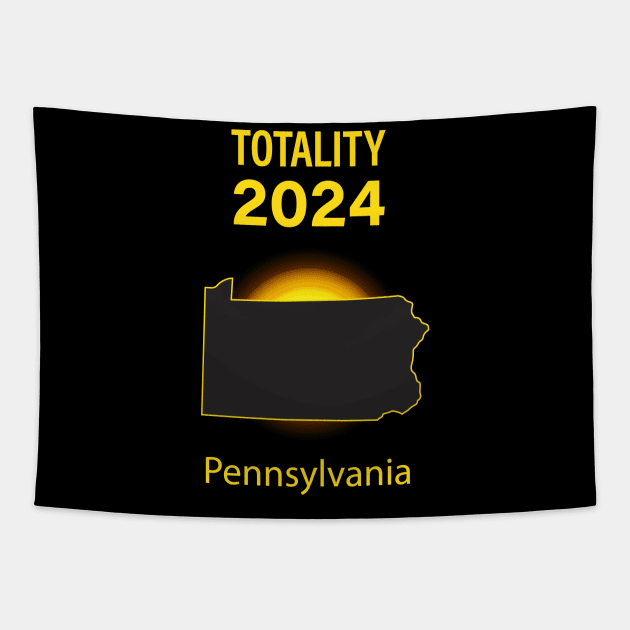 Total Solar Eclipse Pennsylvania State 2024 Tapestry by Rocky Ro Designs