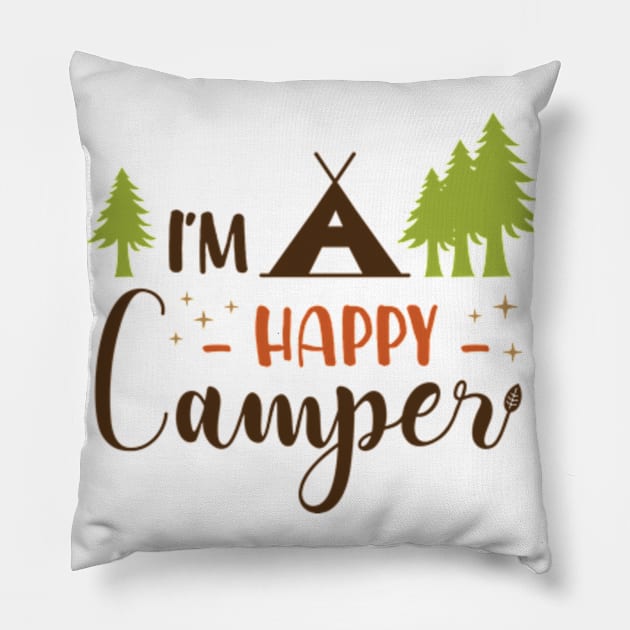 Happy Camper Pillow by Hashop