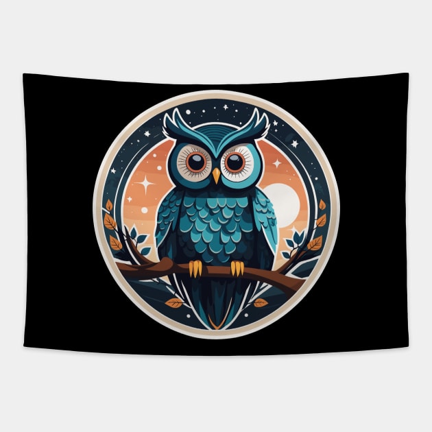 Owl Christmas Drawing Tapestry by FluffigerSchuh