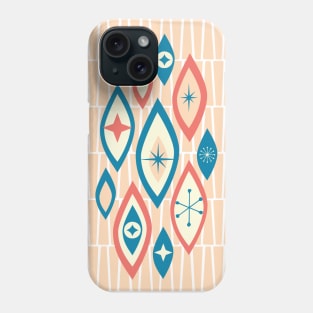 Atomic Age MCM Abstract Shapes and Stars in Blue, Peach, Coral Phone Case