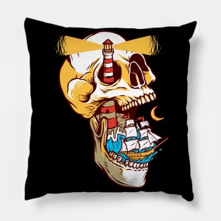 Sailing Skull Island Pillow