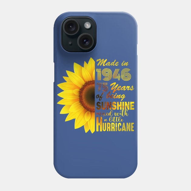 Vintage 1946 Sunflower 75th Birthday Awesome Gift Phone Case by Salt88