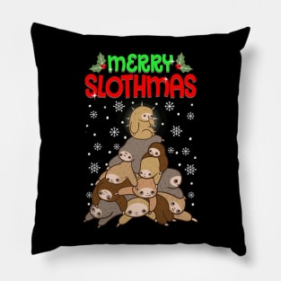 Merry Slothmas Funny Sloth Christmas Sweater Pillow