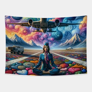 Zen Meditating Flight Attendant Tapestry