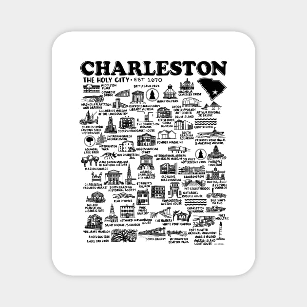 Charleston Map Magnet by fiberandgloss