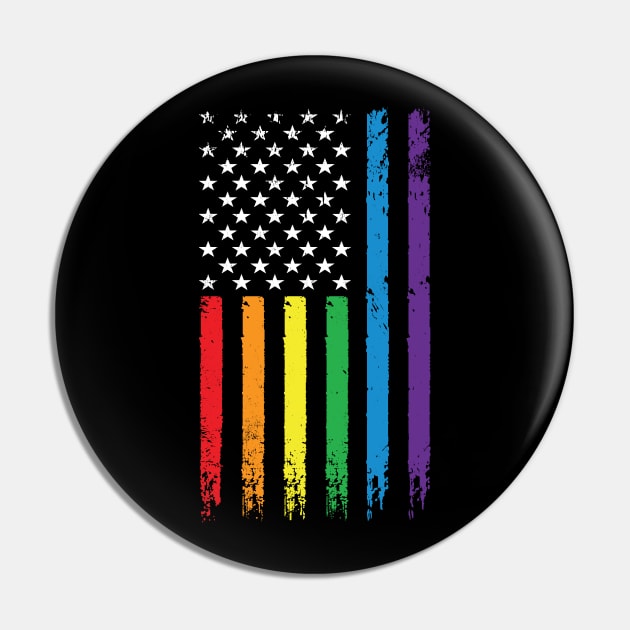 LGBT Rainbow American Flag | LGBTQ 4th of July | Gay Pride Month Pin by BlueWaveTshirts