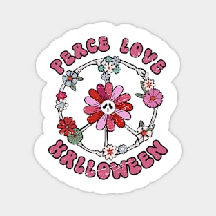 Peace Love Halloween Flowers Hippie Magnet