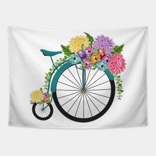 Vintage Floral High Wheel Bicycle - Spring Flowers Tapestry