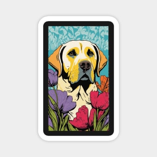 Labrador Retriever Dog Vibrant Tropical Flower Tall Retro Vintage Digital Pop Art Portrait Magnet