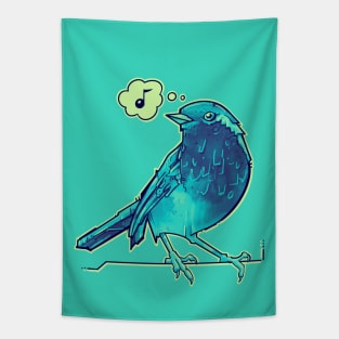 aqua blue song bird Tapestry