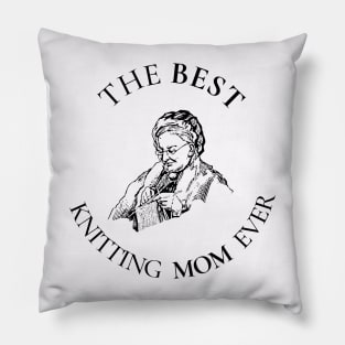 THE BEST KNITTING CRAFTS MOM LINE ART SIMPLE VECTOR STYLE, MOTHER OLD TIMES Pillow