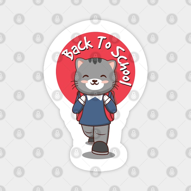 Back To School Cat Magnet by Luna Illustration