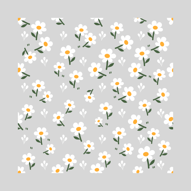 Little White Flowers on Grey Background by Ayoub14