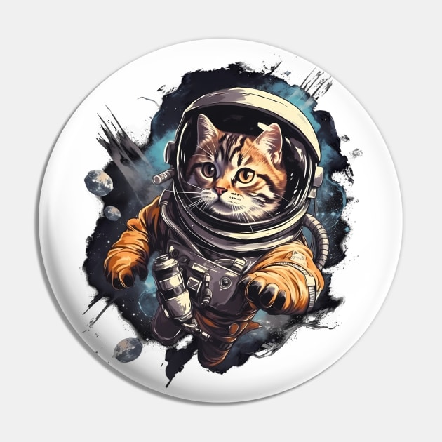 Astronaut Kitten In Outter Space Pin by Purrestrialco