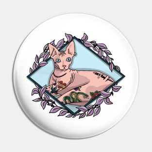 Tattooed Sphynx Cat Pin