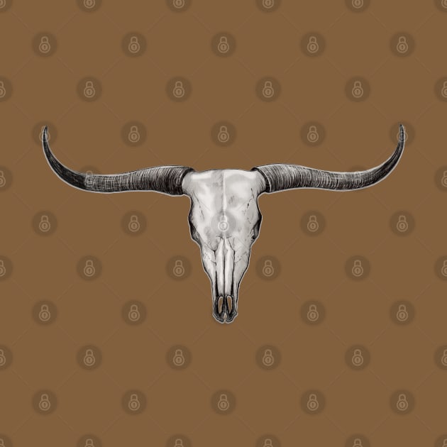 Longhorn Bull Steer Skull Ranch Barn Art by Dual Rogue