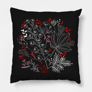 Flowers and Leaves with Autumn Berries Pillow