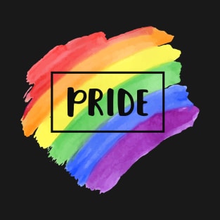 Watercolor LGBT Pride Rainbow Paint Typographic T-Shirt