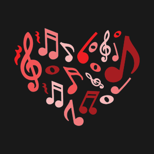 Heart Shape Musical Notes Music lovers Gift Valentines Day T-Shirt