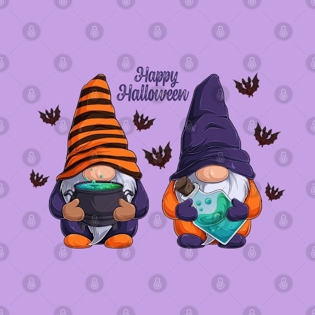 Halloween Cute Gnomes,Disguise,Holding Cauldron Poison,Happy hallowen by Merilinwitch